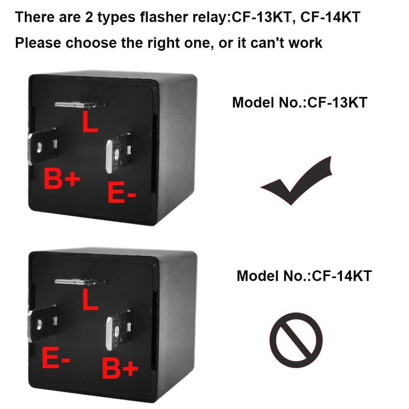 Gebildet 2 pieces 12V 3 Pin Electronic LED Flasher Relay 0.1W-150W c/m Motorcycle Turn Signal Adjustable Flasher CF-13KT, comes with 6pcs Terminals - Image 5